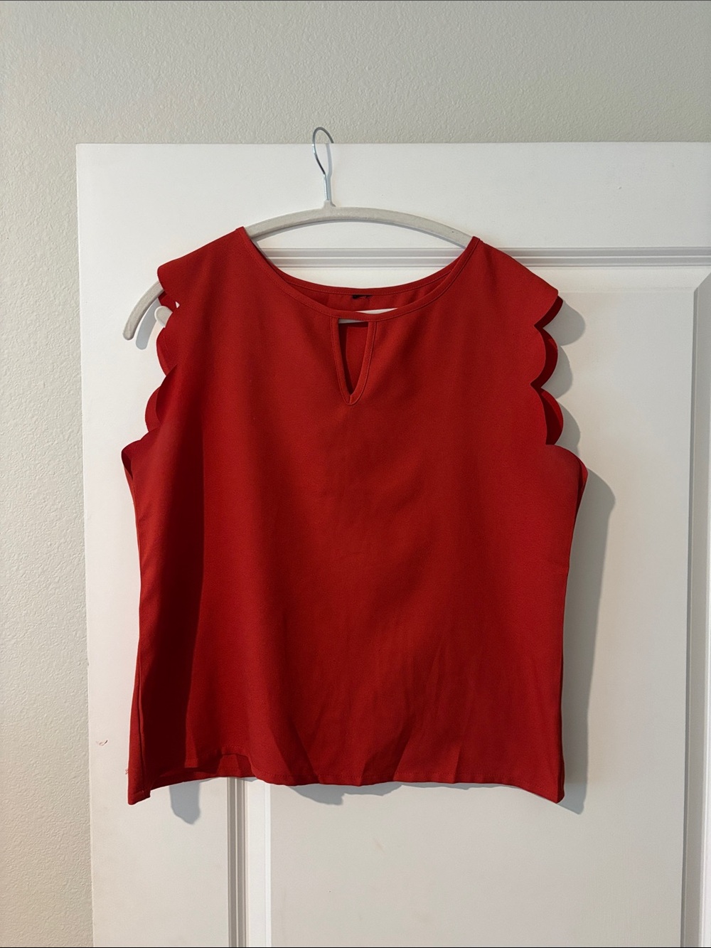 Sleeveless Red Scallop-Edge Top - Classic Women's Shell